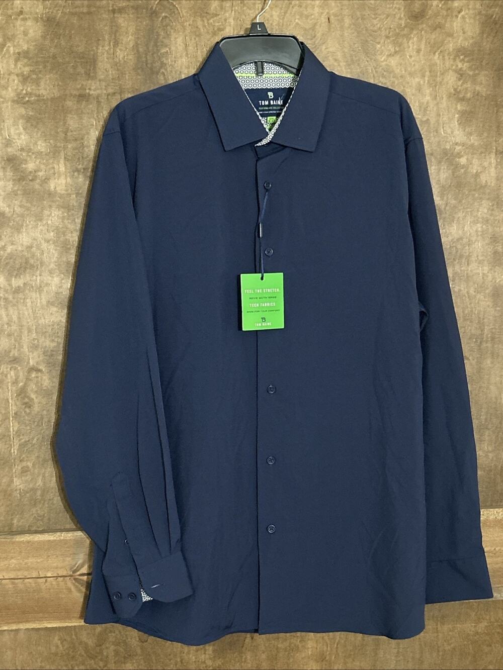 Tom Baine Performance Slim Fit Shirt Men’s Size XXL Navy Blue Long Sleeve